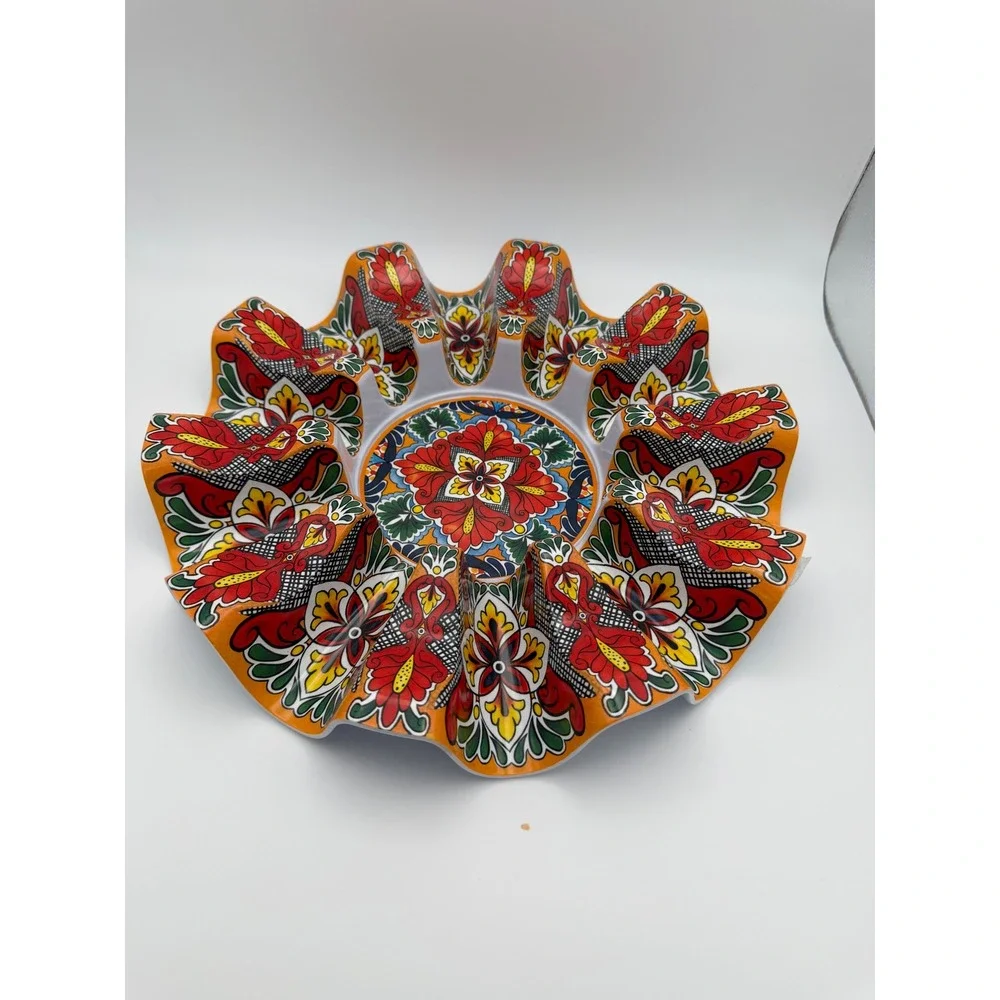 Prepara Taco Carousel and Party Bowl Set Melamine Talavera Floral Serving Tray